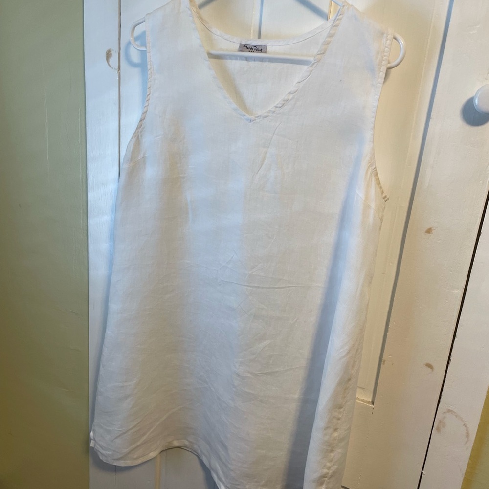 White Linen Sleeveless Sheath/Cover-up